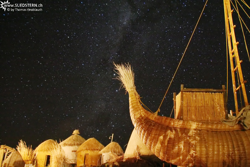 2010-08-12 - Milkyway with reed boat, lake Titicaca, Bolivia